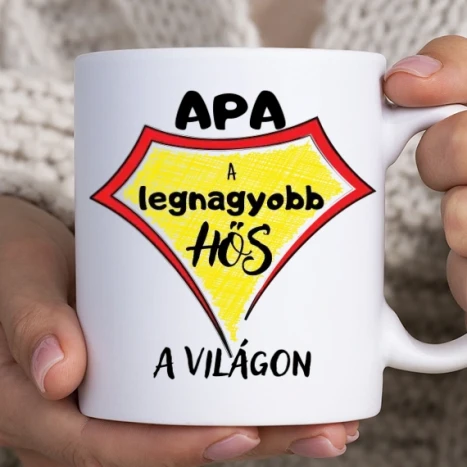 Fehér bögre - APA a legnagyobb hős a világon