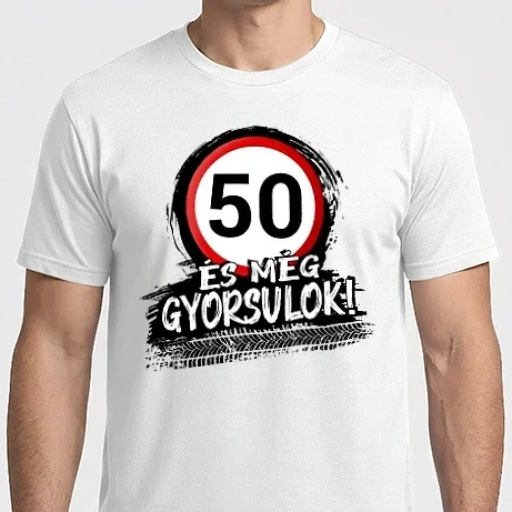 Férfi Imperial póló - 50 és még gyorsulok - tábla 