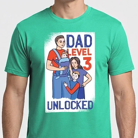 Férfi Imperial póló - Dad Level 3 Unlocked - Apa 3. szint teljesítve