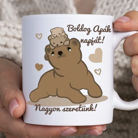 Fehér bögre - Boldog apák napját mackó