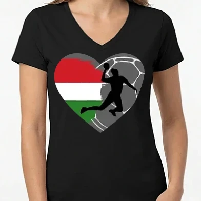 Női V-nyakú póló - Magyar kézis (női)