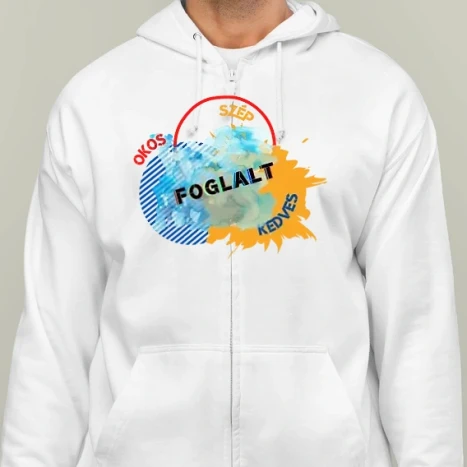 Férfi cipzáras kapucnis pulcsi - Kedves-okos-szép: Foglalt