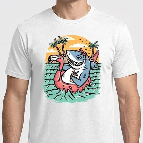 Férfi Imperial póló - Cápa a tengerparton pihen