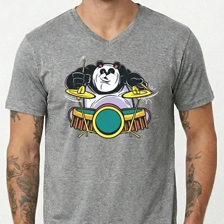 Férfi V-nyakú póló - Dobos panda