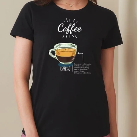 Női prémium kerek nyakú póló  - espresso kávé
