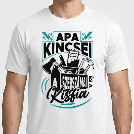 Férfi Imperial póló - Apa kincsei kisfia fehérre