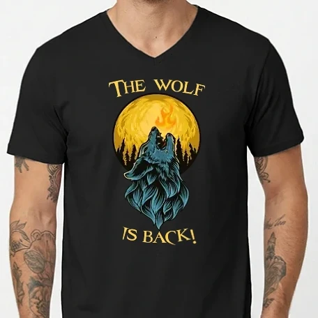 Férfi V-nyakú póló - The Wolf is Back