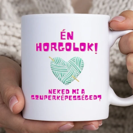 Fehér bögre - Én horgolok