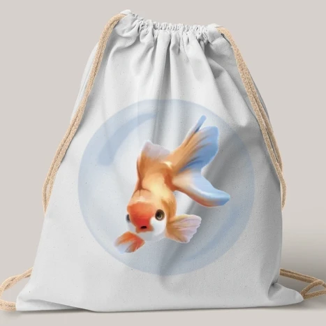 Vászon tornazsák - Hal buborékban