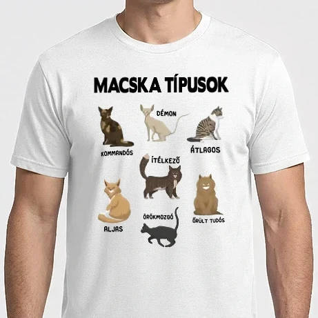 Férfi Imperial póló - macska típusok fekete