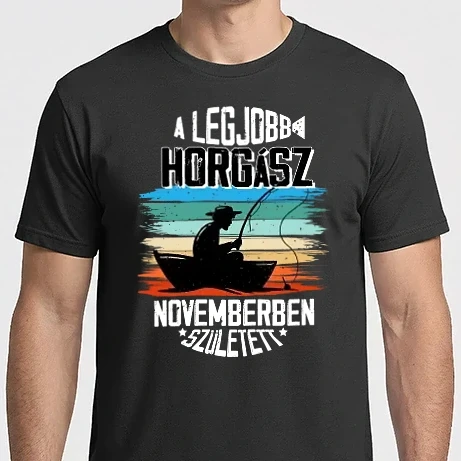 Férfi Imperial póló - A legjobb horgász novemberben született - fehér