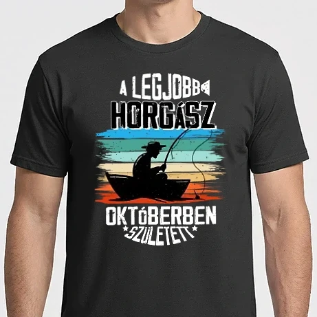 Férfi Imperial póló - A legjobb horgász októberben született - fehér