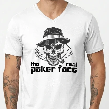 Férfi V-nyakú póló - Poker Face