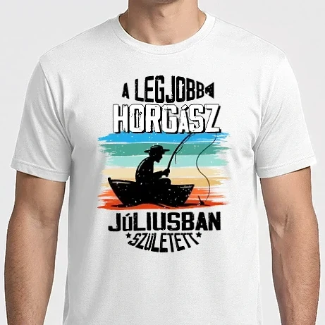 Férfi Imperial póló - A legjobb horgász júliusban született - fekete