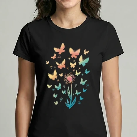 Női Imperial póló - Pitypang virág és pillangók