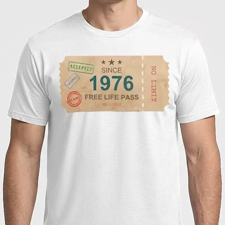 Férfi Imperial póló - FREE LIFE PASS, INGYENES ÉLETJEGY, SZÜLINAPOS BELÉPŐJEGY, SZÜLETETT 1976
