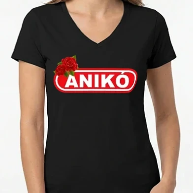 Női V-nyakú póló - Anikó