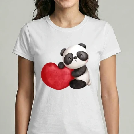 Női Imperial póló - Panda szívecskés Valentin napi
