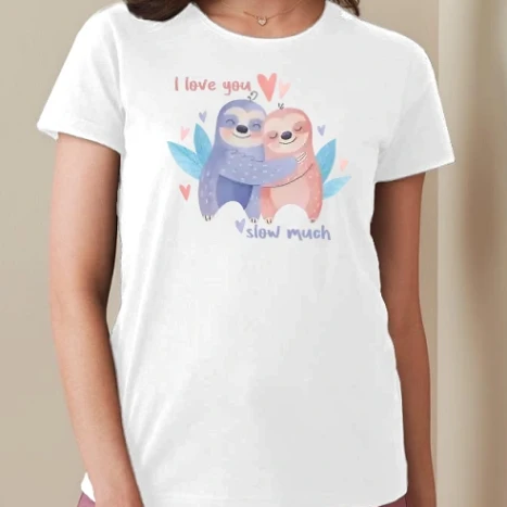 Női prémium kerek nyakú póló  - Love you slow much