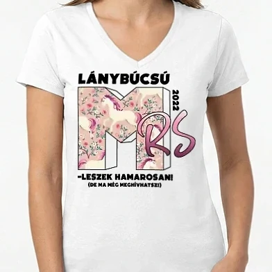 Női V-nyakú póló - MTV lánybúcsú unikornis menaysszony