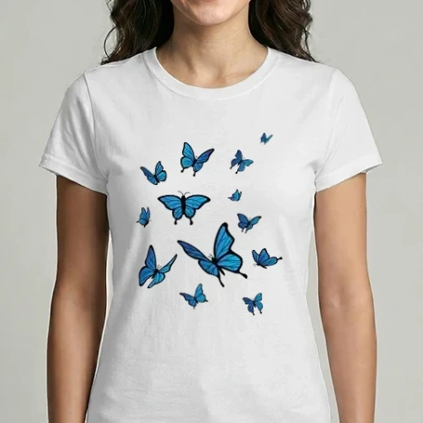 Női Imperial póló - kék lepkék