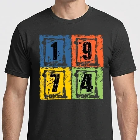 Férfi Imperial póló - grunge number, szám 1974