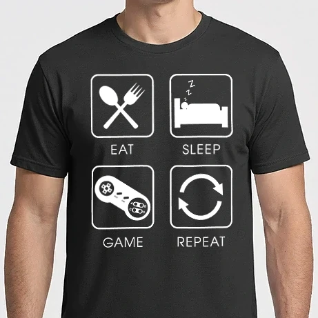 Férfi Imperial póló - Eat sleep game repeat - fehér