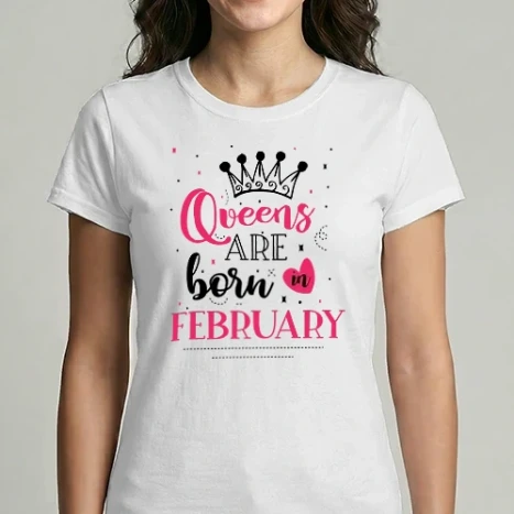 Női Imperial póló - Queen are born in February - fekete
