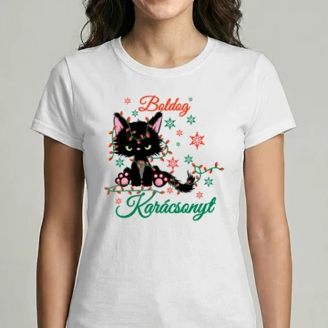 Női Imperial póló - Boldog karácsonyt morcos cica