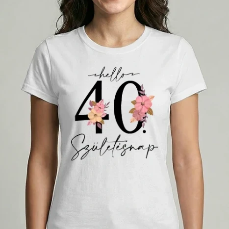 Női Imperial póló - Hello 40. születésnap - fekete
