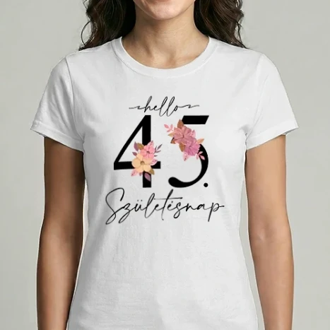 Női Imperial póló - Hello 45. születésnap - fekete