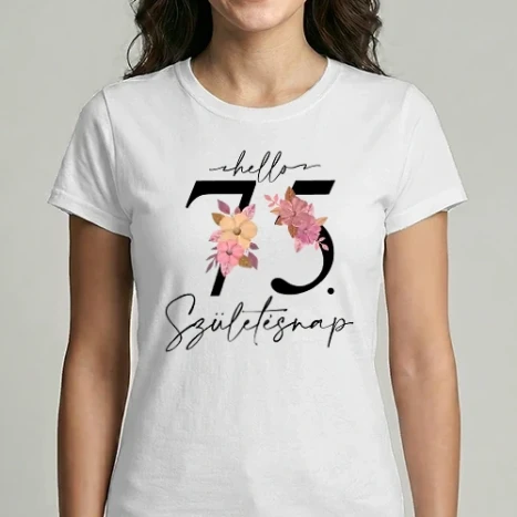 Női Imperial póló - Hello 75. születésnap - fekete