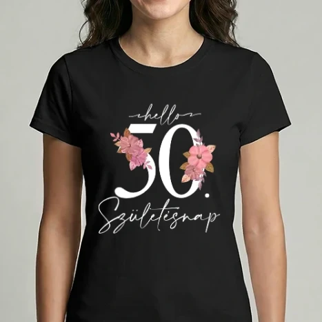 Női Imperial póló - Hello 50. születésnap - fehér