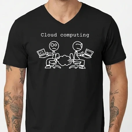 Férfi V-nyakú póló - Cloud computing