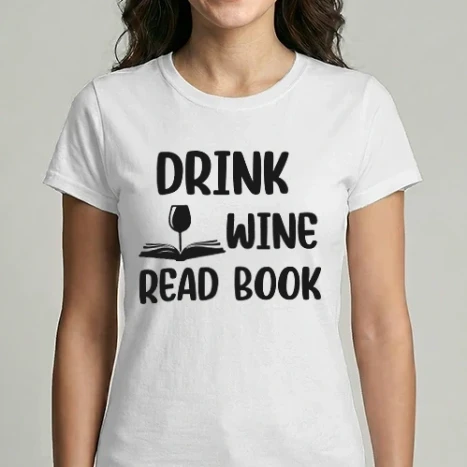 Női Imperial póló - Drink Wine Read Book