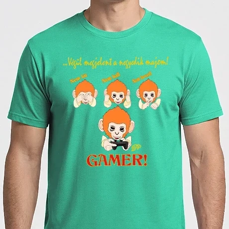 Férfi Imperial póló - Gamer Majom -színes szöveggel