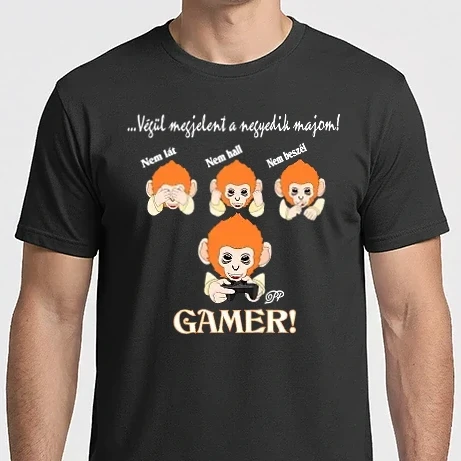 Férfi Imperial póló - Gamer Majom -fehér szöveggel