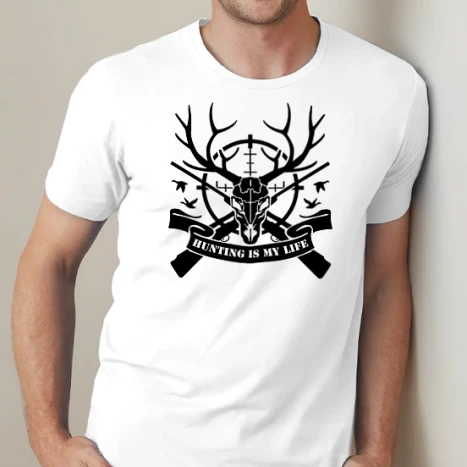Férfi prémium fit kerek nyakú póló - Hunting is my life 