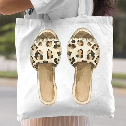 Vászontáska - Leopard patterned slippers