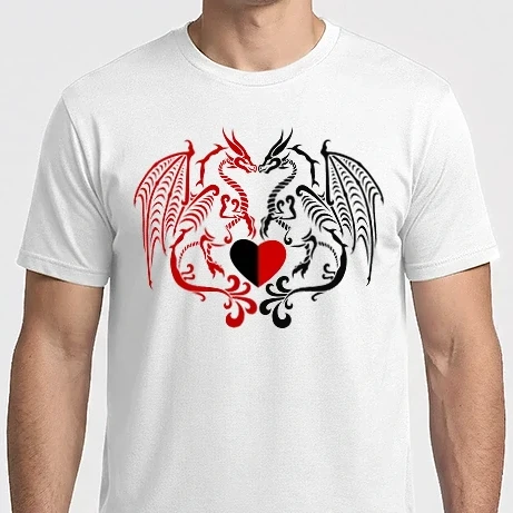 Férfi Imperial póló - Dragons heart (black and red)