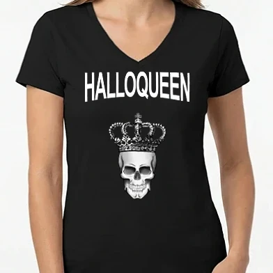 Női V-nyakú póló - Halloqueen,Halloween