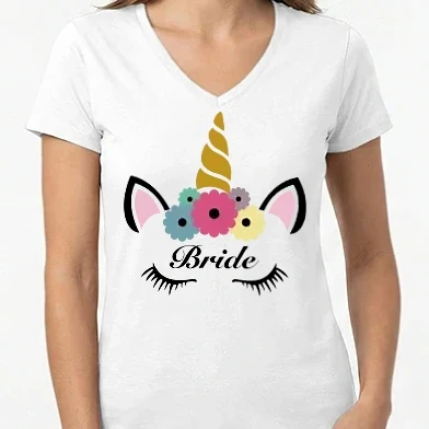 Női V-nyakú póló - SAO_S171_Unicorn_Daisy1_Bride