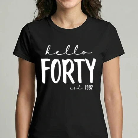 Női Imperial póló - Hello Forty birthday - fehér