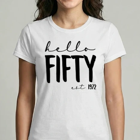 Női Imperial póló - Hello Fifty birthday - fekete