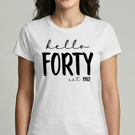 Női Imperial póló - Hello Forty birthday - fekete