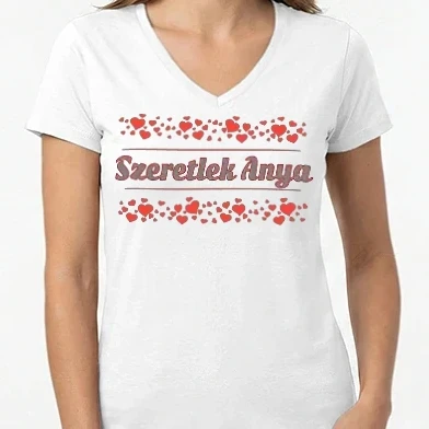 Női V-nyakú póló - Szeretlek anya