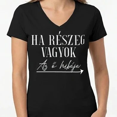 Női V-nyakú póló - RÉSZEG - Páros póló egyik fele