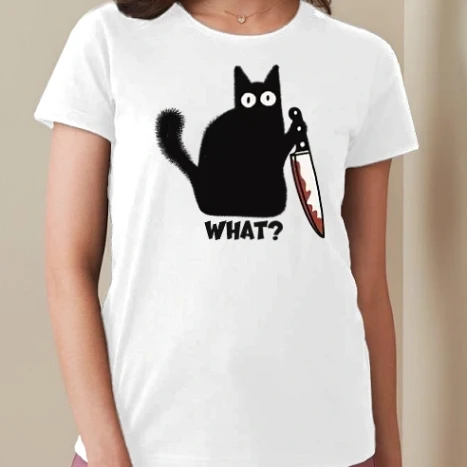 Női prémium kerek nyakú póló  - What?