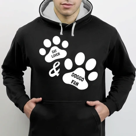 Férfi DUO kapucnis Pulcsi - Cat Lover & Doggo Fan 2