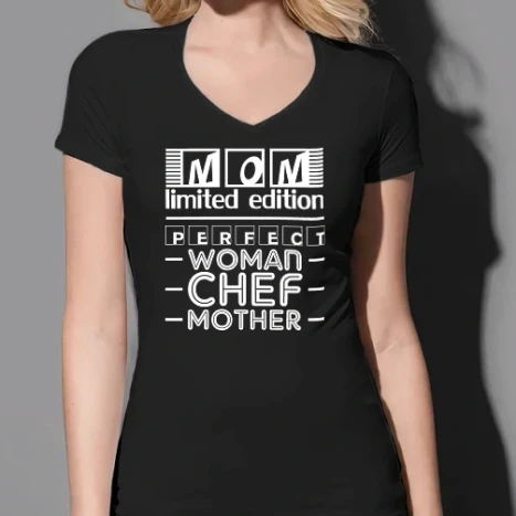 Női prémium V-nyakú póló - mom limited edition fehér